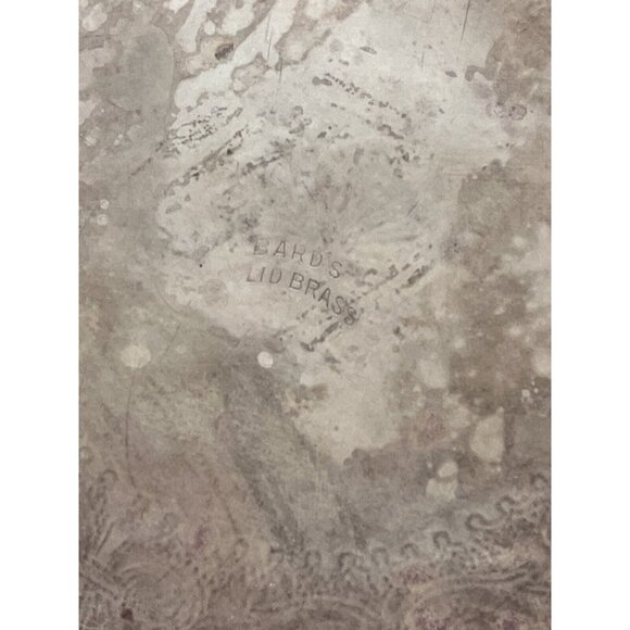 Bard's Brass LID 10-1/2" Plate W Etched Moveable Handle Dish Tray Pattina - Picture 5 of 14